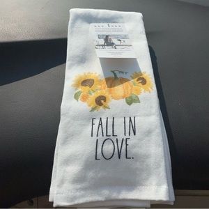 Rae Dunn Fall In Love Sunflowers Pumpkins Cotton 16X26  Kitchen Towels Set Of 2